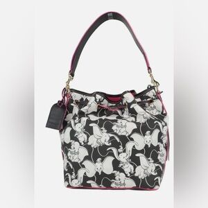 NEW Dooney & Bourke Disney Dumbo Drawstring Bucket Shoulder Handbag Canvas NWT